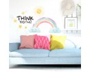 Rainbow Clouds Sun Stars - Think Positive Wall Decals - Watercolour